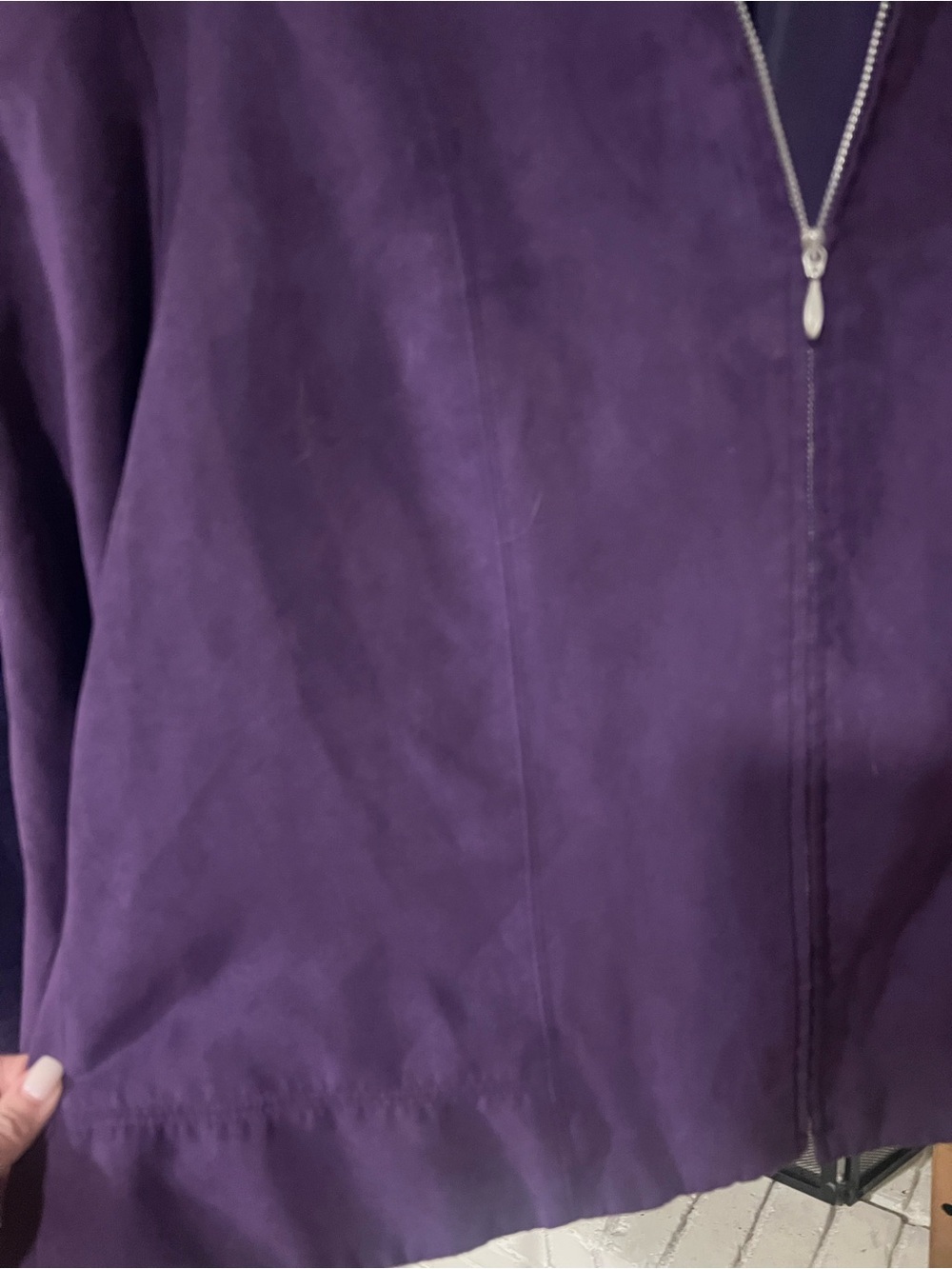 dressbarn Deep Purple Zip-Front Bomber Jacket - Picture 5 of 6